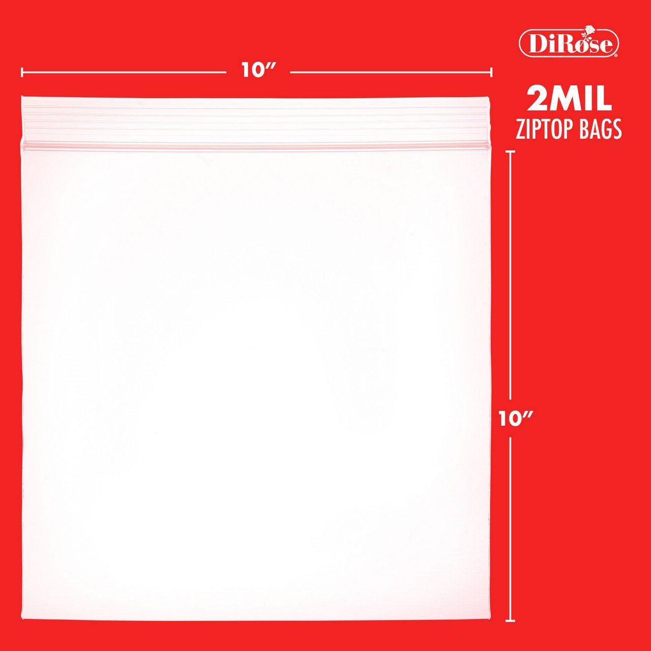10×10, 2 Mil Clear Reclosable Poly Bags