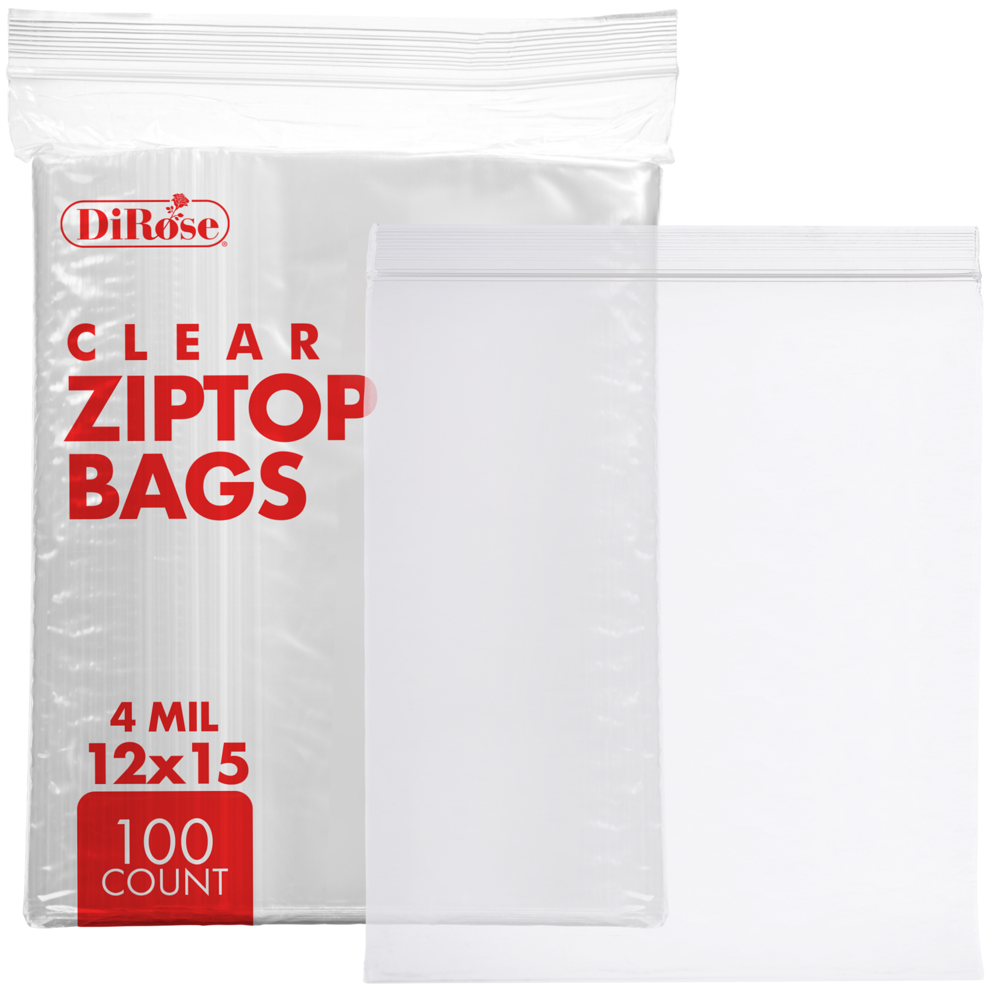 12×15, 4 Mil Clear Reclosable Poly Bags