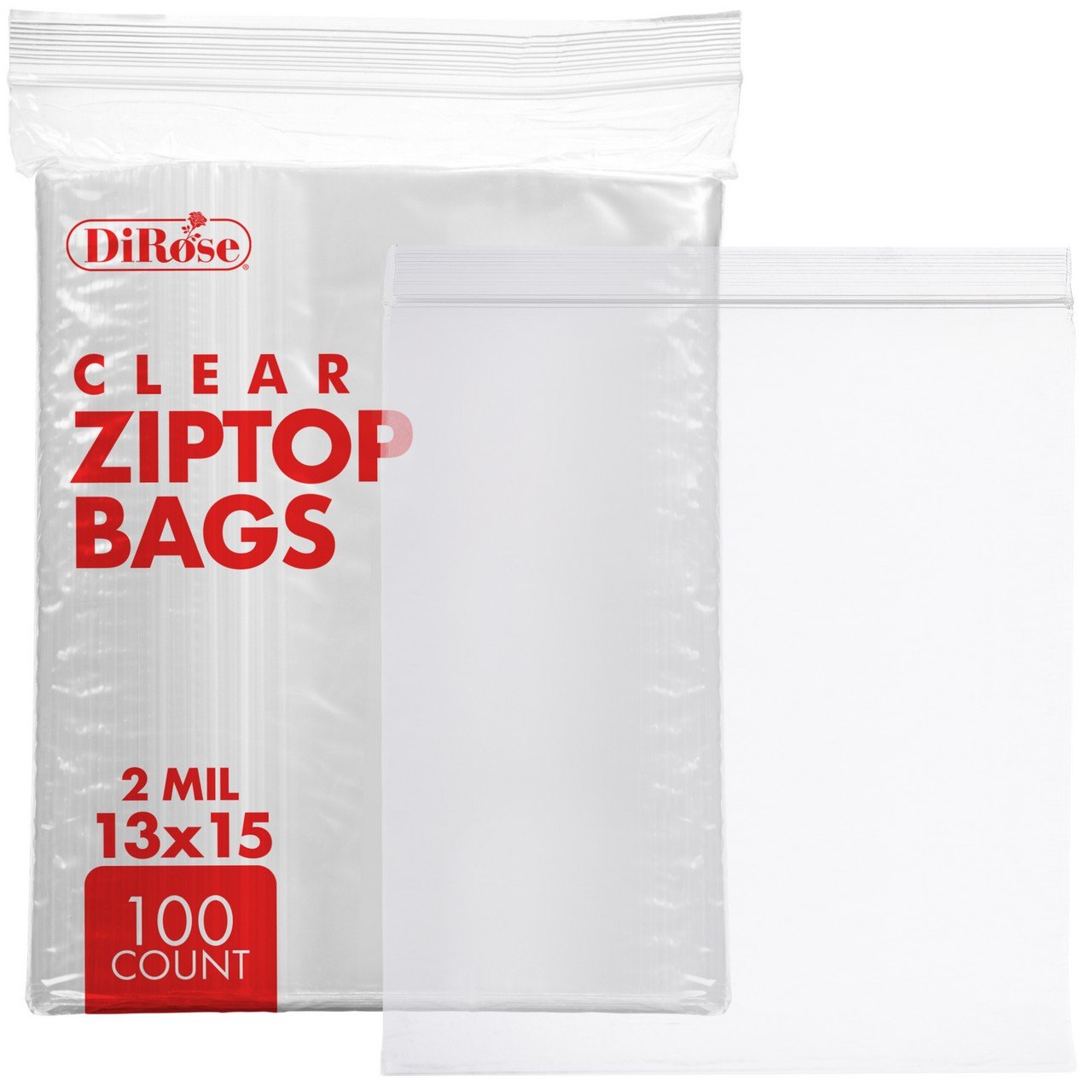 13×15,  2 Mil Clear Reclosable Poly Bags