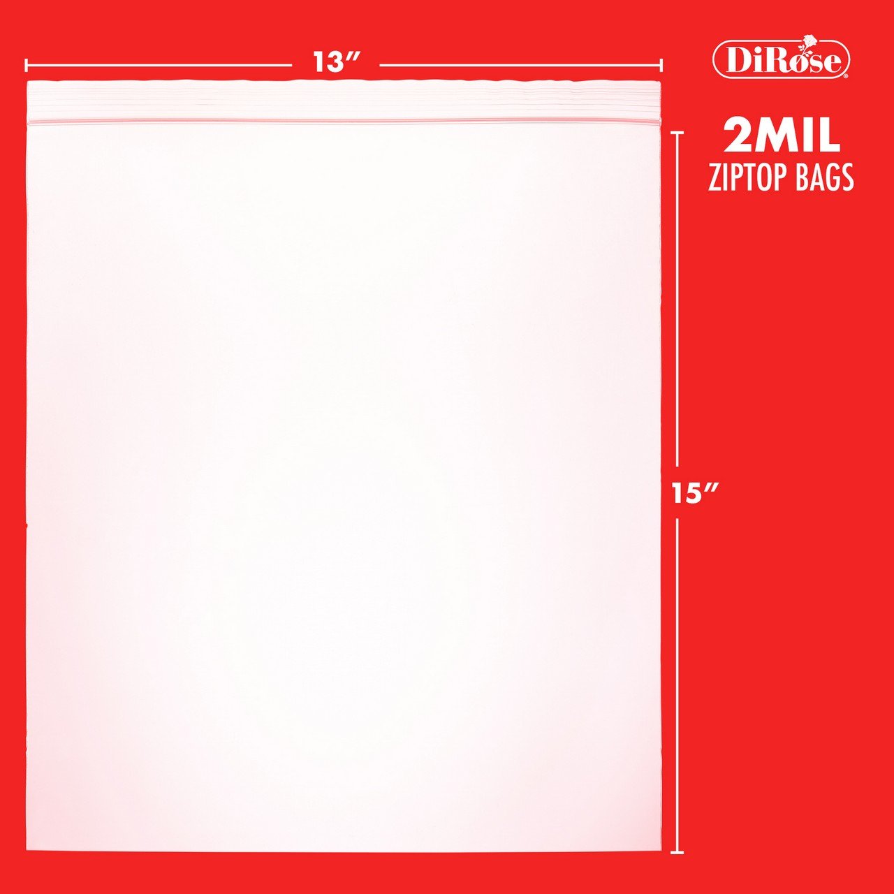 13×15,  2 Mil Clear Reclosable Poly Bags
