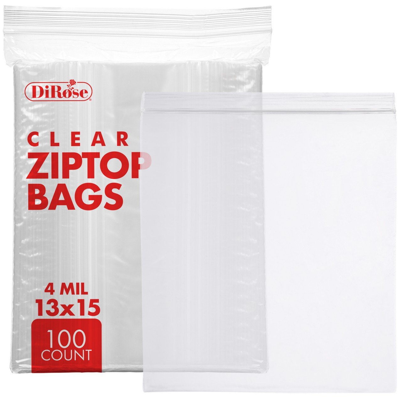 13×15,  2 Mil Clear Reclosable Poly Bags