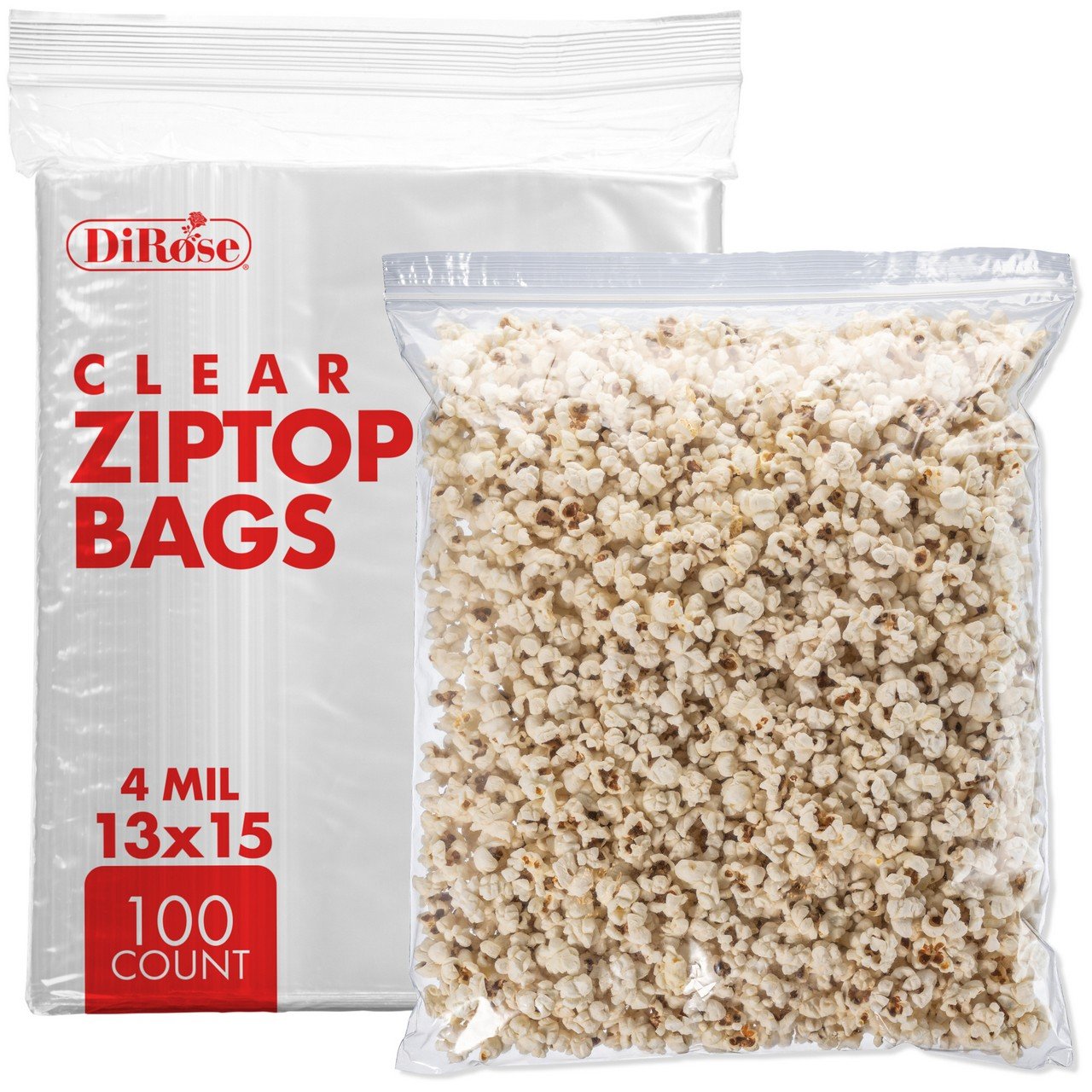 13×15, 4 Mil Clear Reclosable Poly Bags