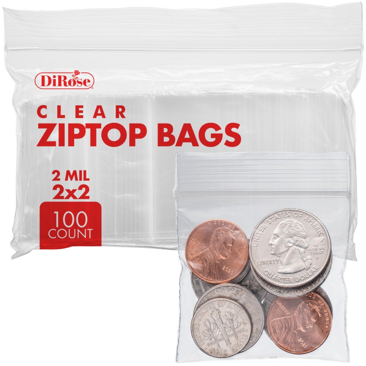 2×2, 2 Mil Clear Reclosable Poly Bags