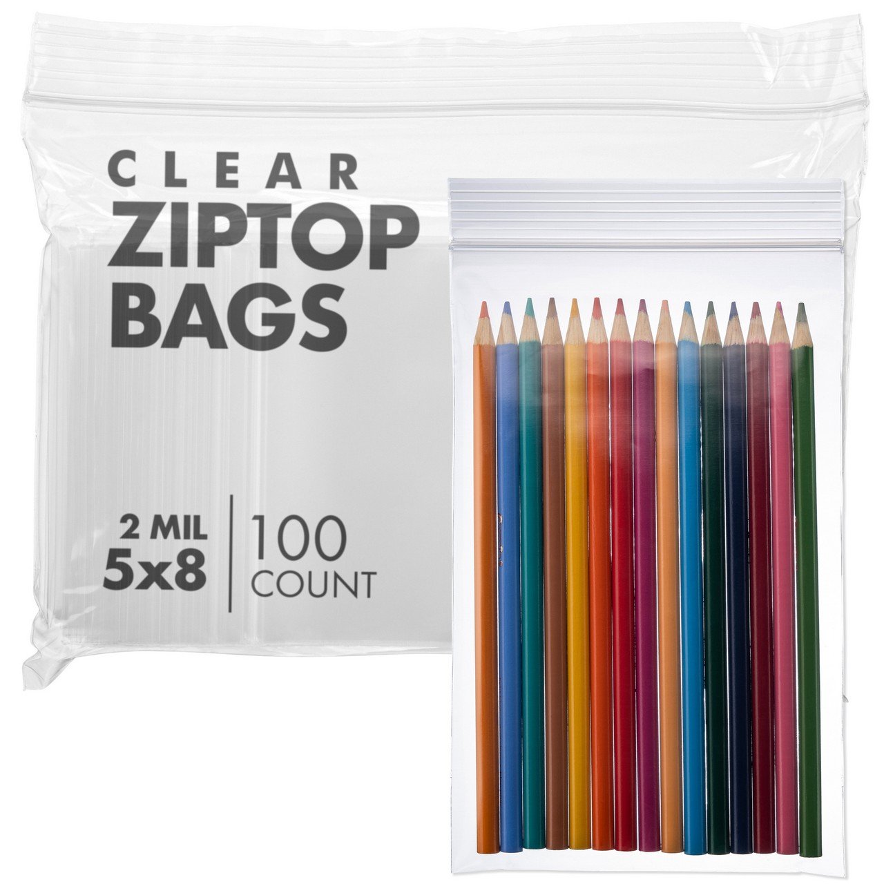 5×8, 2 Mil Clear Reclosable Poly Bags