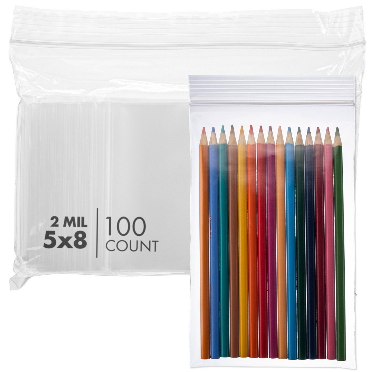 5×8, 2 Mil Clear Reclosable Poly Bags