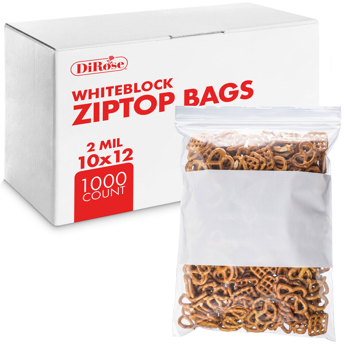 10×12, 2 Mil Reclosable Poly Bags with White Block For Writing - 1