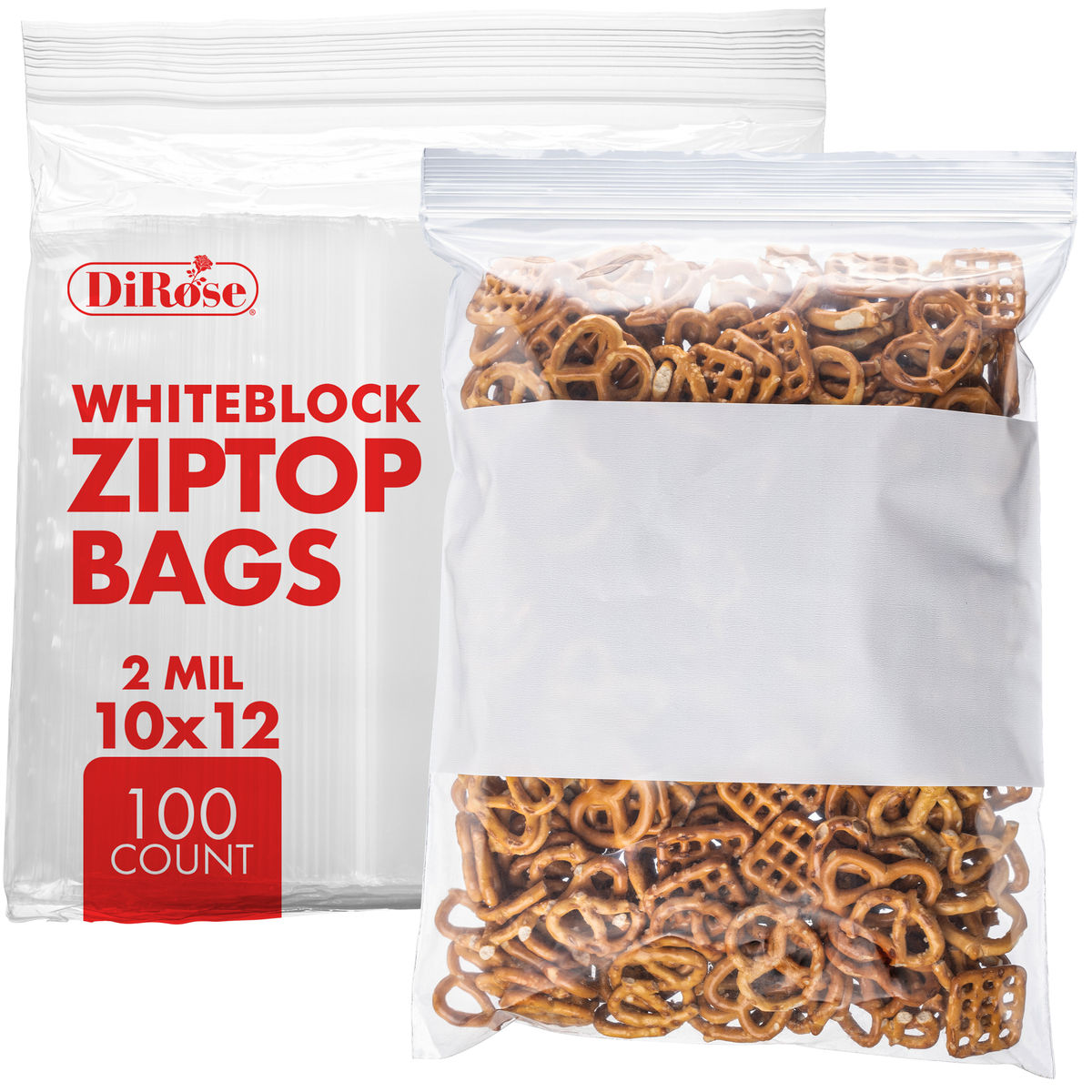 10×12, 2 Mil Reclosable Poly Bags with White Block For Writing - 7