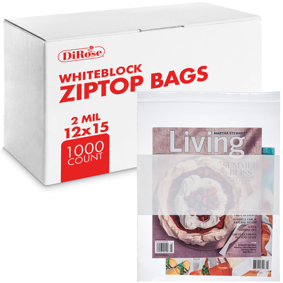 12×15, 2 Mil Reclosable Poly Bags with White Block For Writing - 1