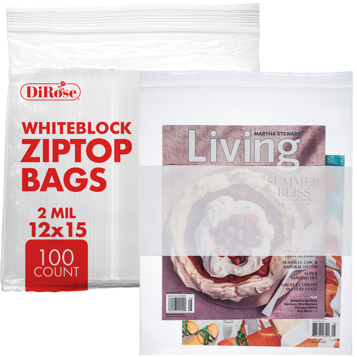 12×15, 2 Mil Reclosable Poly Bags with White Block For Writing - 5