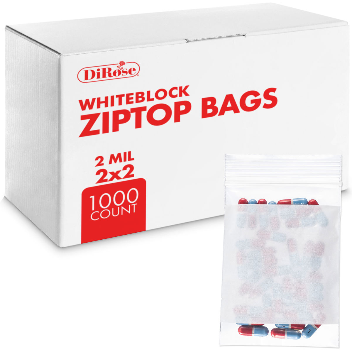 2×2, 2 Mil Reclosable Poly Bags with White Block For Writing - 1
