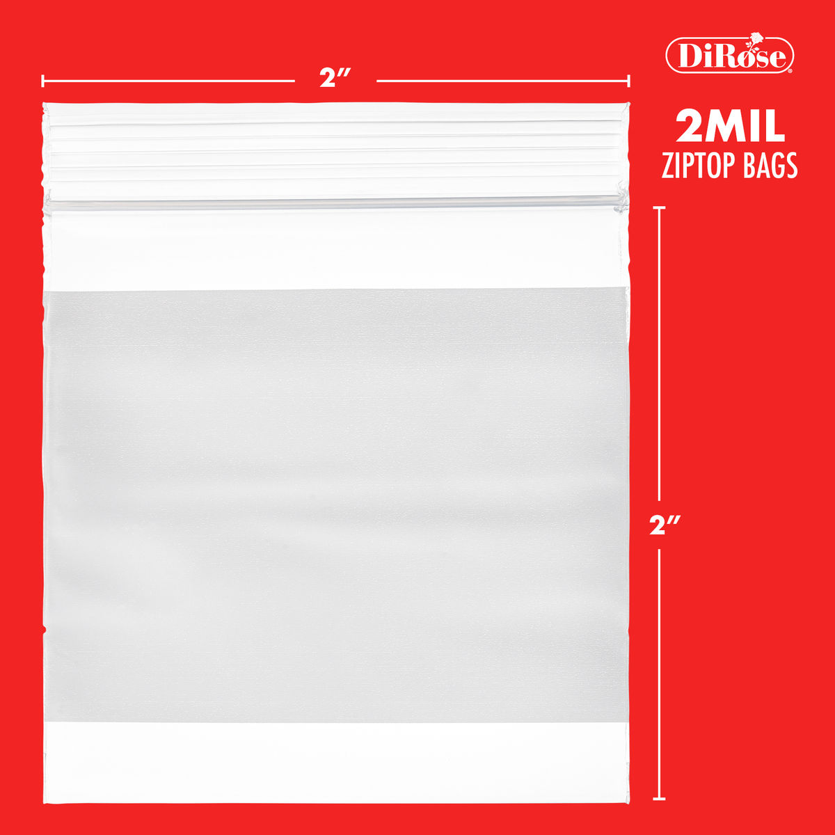 2×2, 2 Mil Reclosable Poly Bags with White Block For Writing - 2