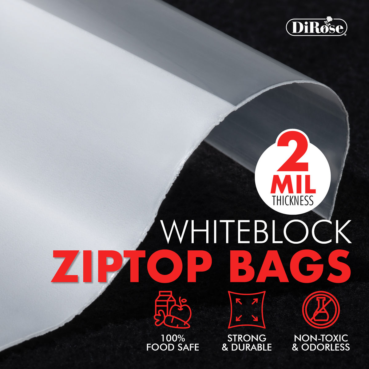2×2, 2 Mil Reclosable Poly Bags with White Block For Writing - 5