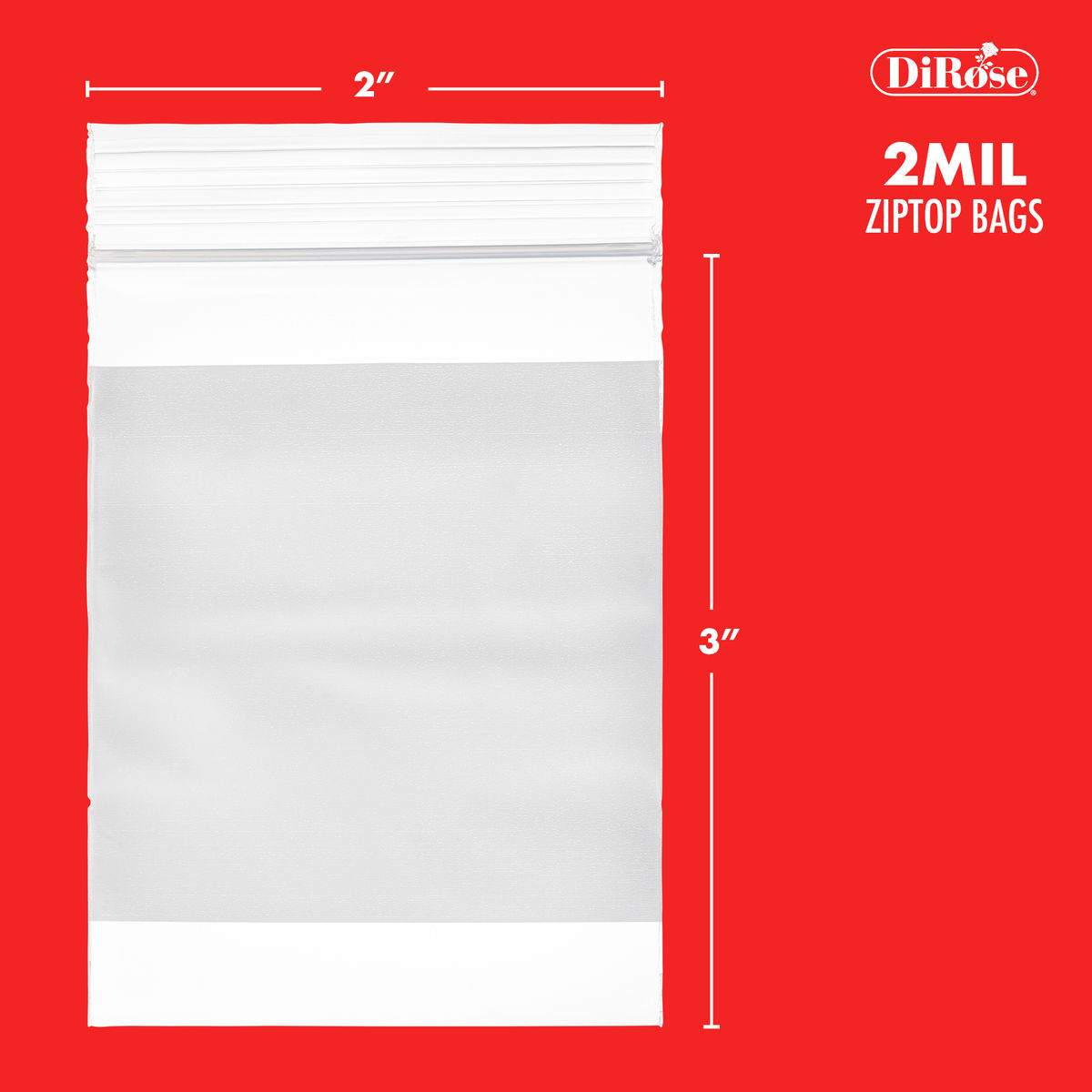 2×3, 2 Mil Reclosable Poly Bags with White Block For Writing - 2