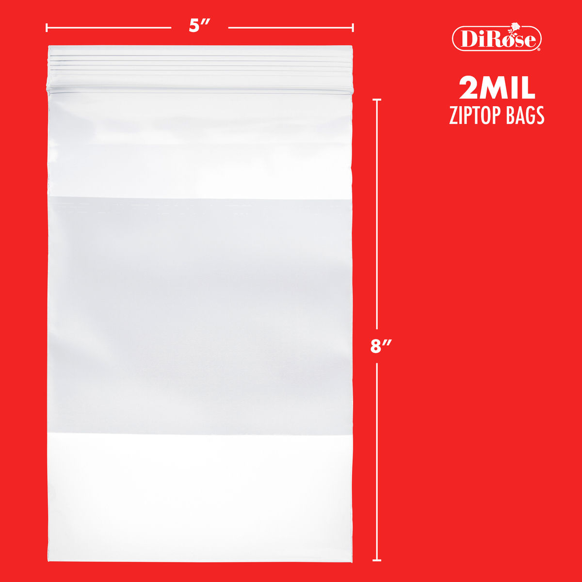 5×8, 2 Mil Reclosable Poly Bags with White Block For Writing - 2