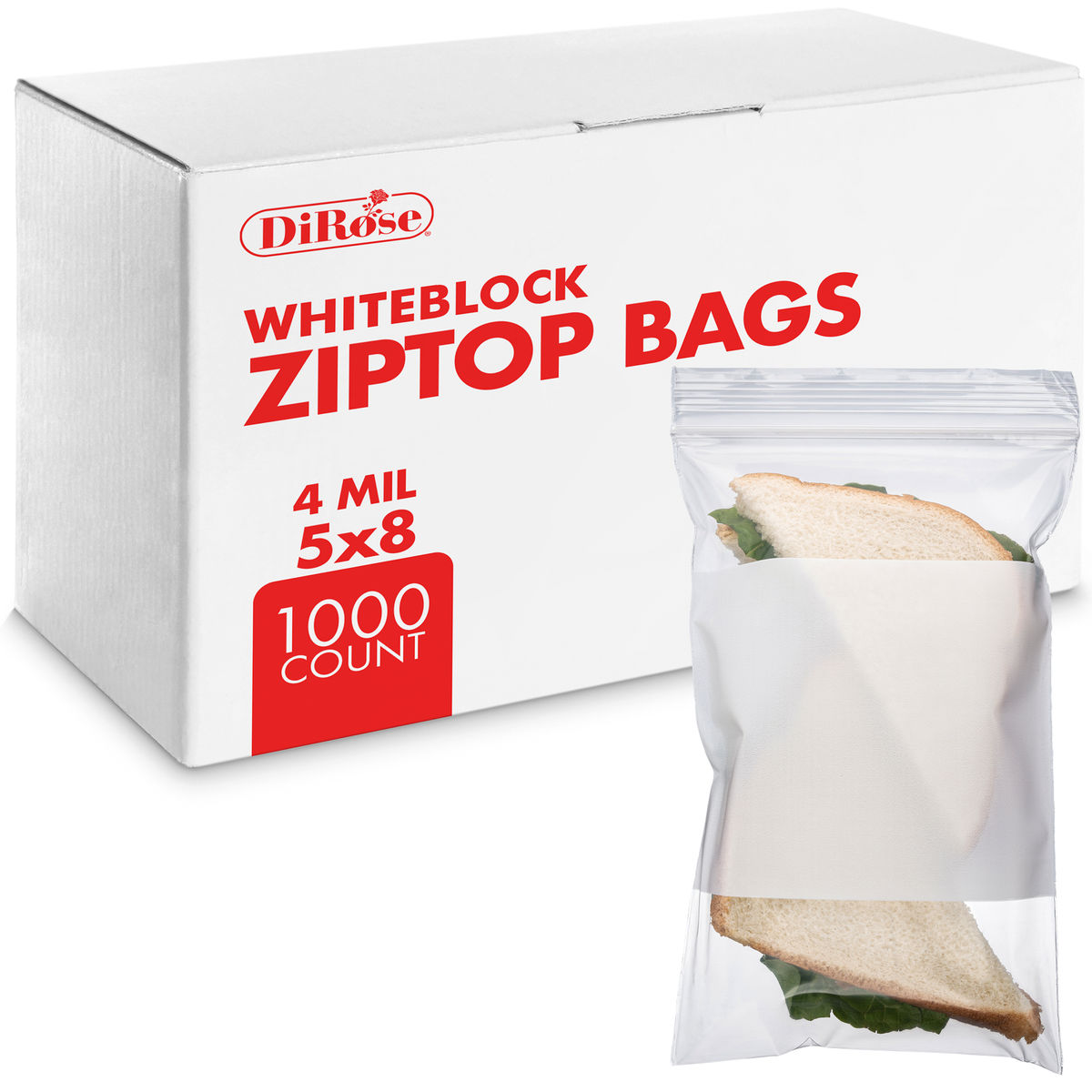 5×8, 4 Mil Reclosable Poly Bags with White Block For Writing - 1