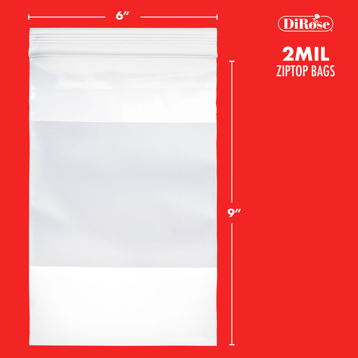 6×9, 2 Mil Reclosable Poly Bags with White Block For Writing - 2