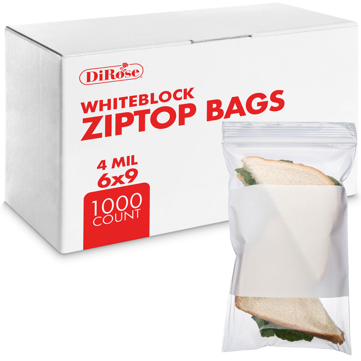 6×9, 4 Mil Reclosable Poly Bags with White Block For Writing - 1