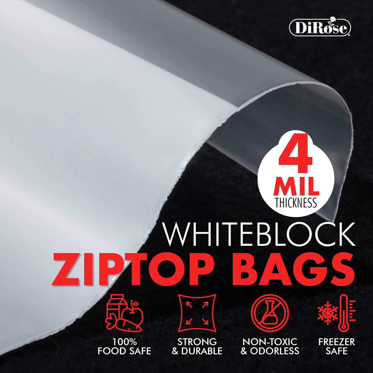6×9, 4 Mil Reclosable Poly Bags with White Block For Writing - 6