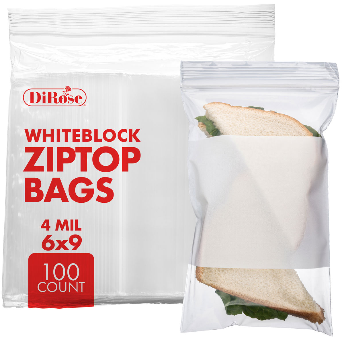 6×9, 4 Mil Reclosable Poly Bags with White Block For Writing - 7