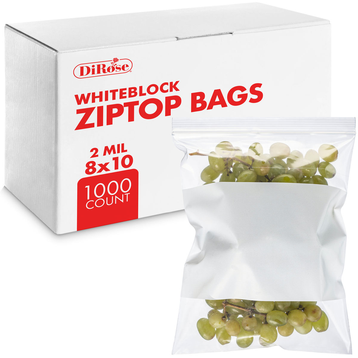 8×10, 2 Mil Reclosable Poly Bags with White Block For Writing - 1