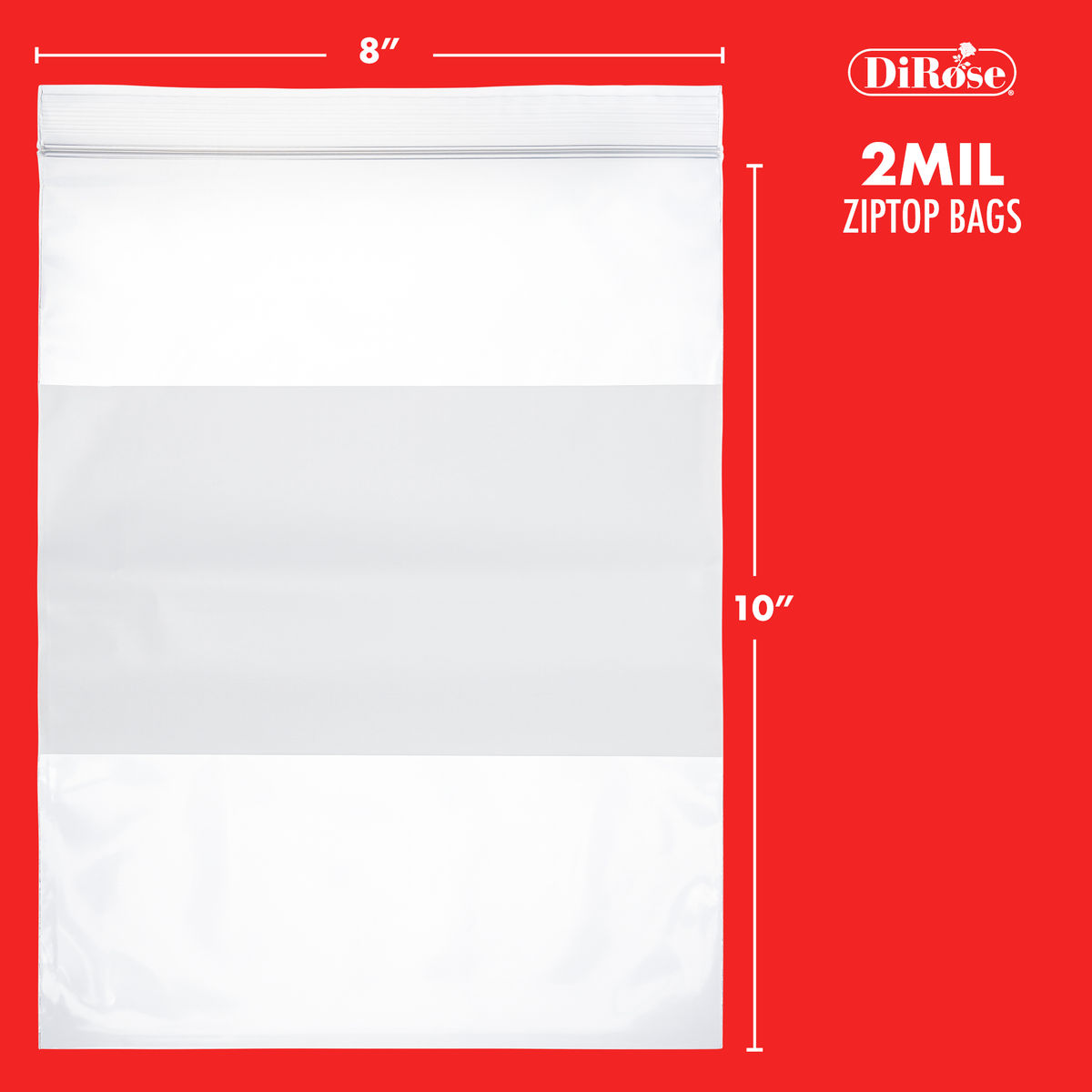 8×10, 2 Mil Reclosable Poly Bags with White Block For Writing - 2