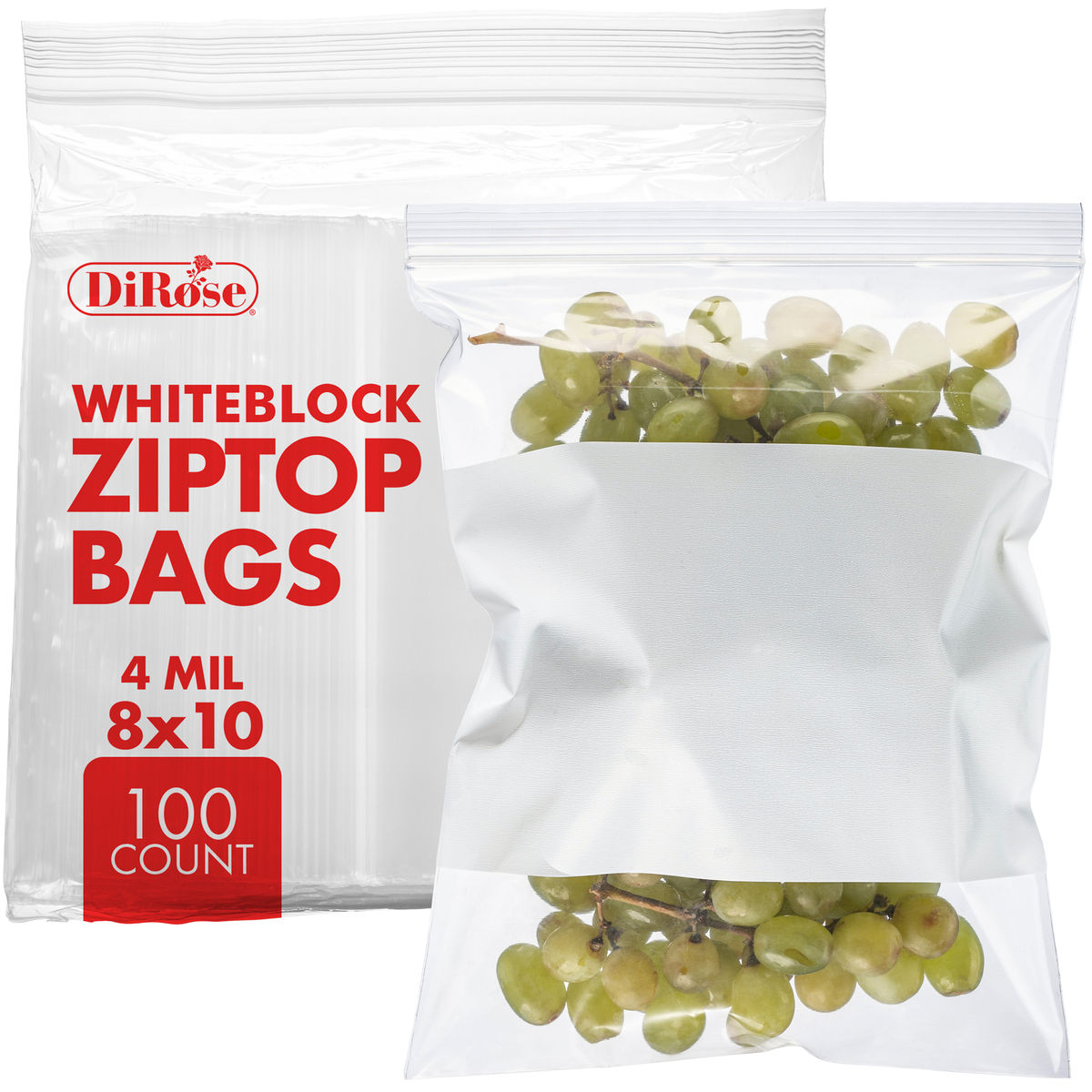 8×10, 4 Mil Reclosable Poly Bags with White Block For Writing - 7