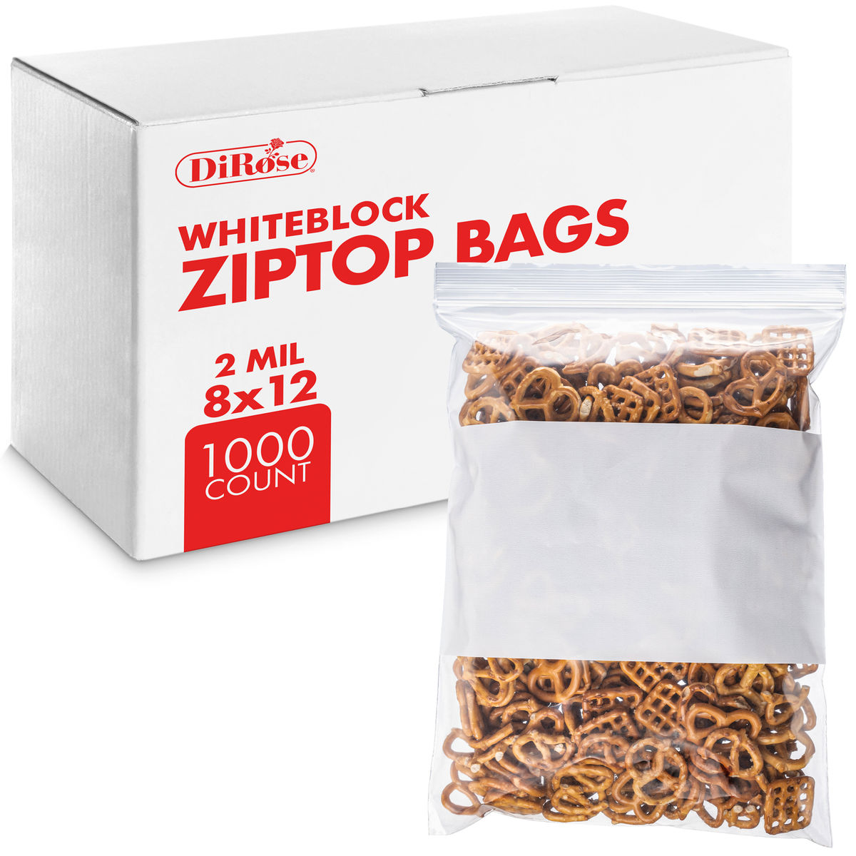 8×12, 2 Mil Reclosable Poly Bags with White Block For Writing - 1