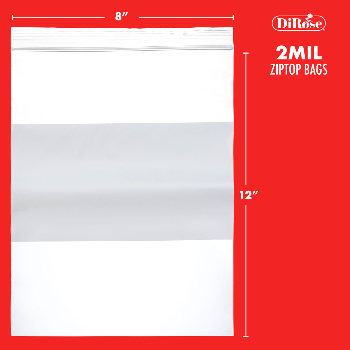 8×12, 2 Mil Reclosable Poly Bags with White Block For Writing - 2